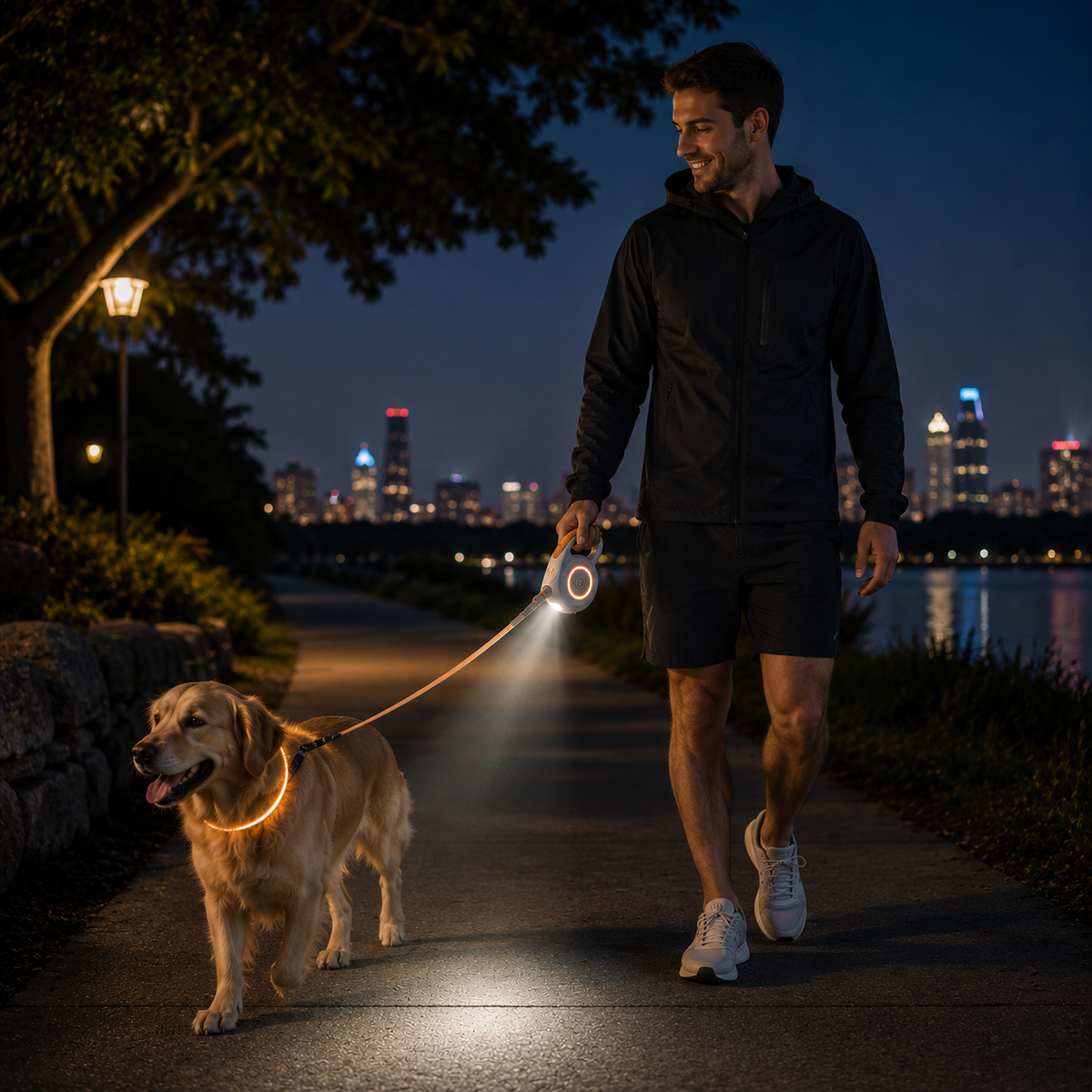 WagLight LED Safety Retractable Leash