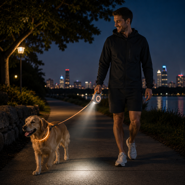 WagLight LED Safety Retractable Leash