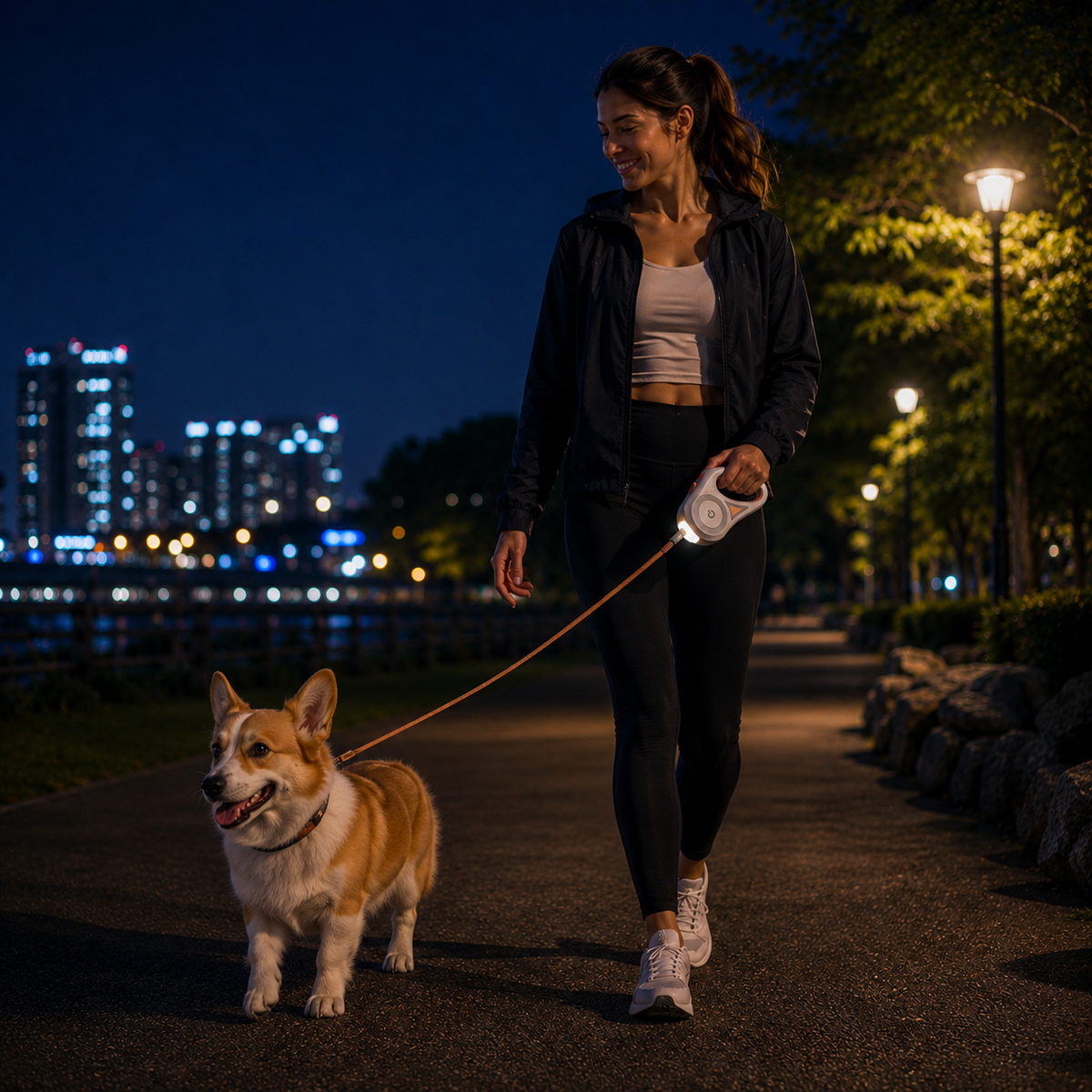WagLight LED Safety Retractable Leash