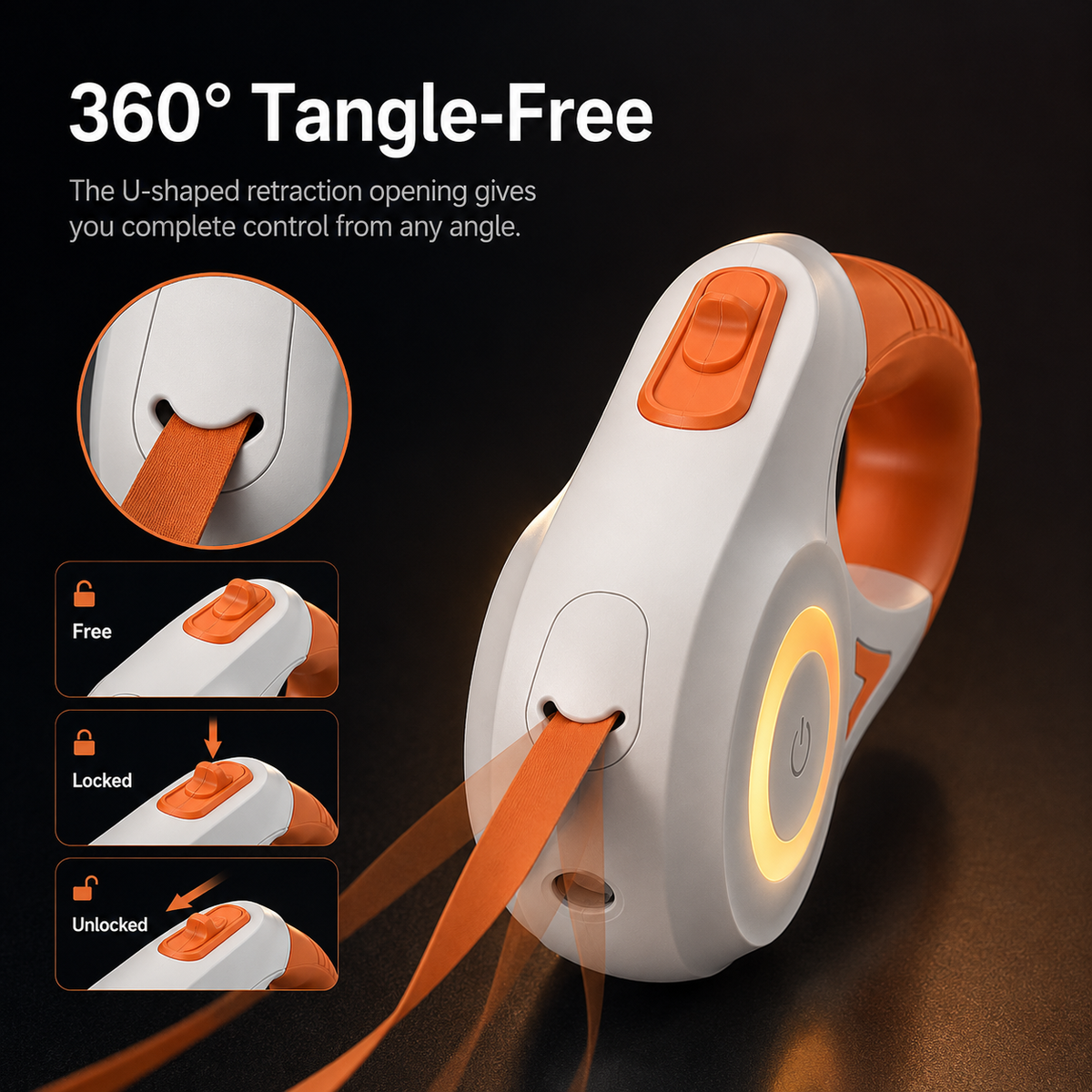 WagLight LED Safety Retractable Leash